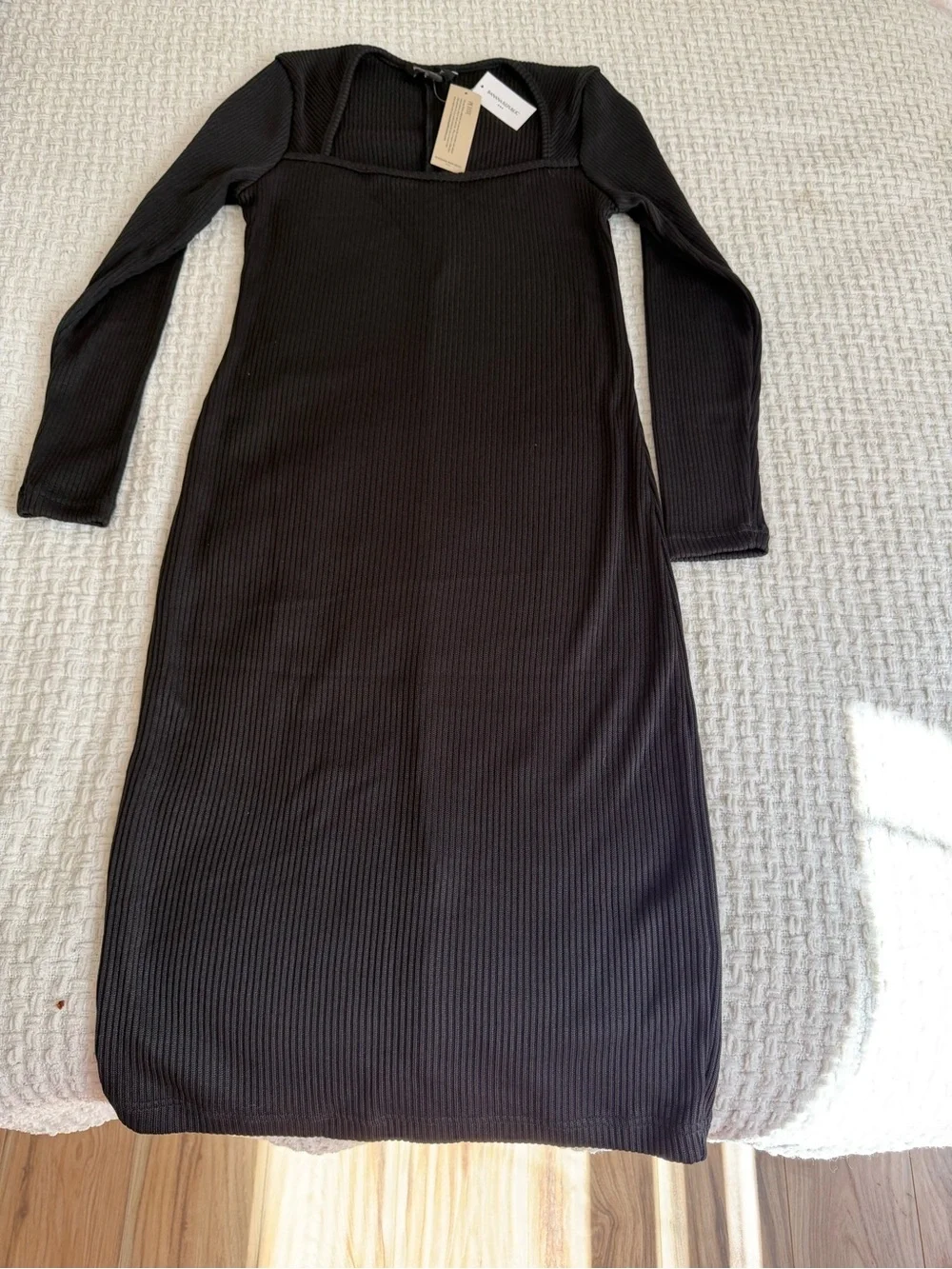 Banana Republic Petite Sweetheart Marled Ribbed-Knit Dress - Picture 1 of 5